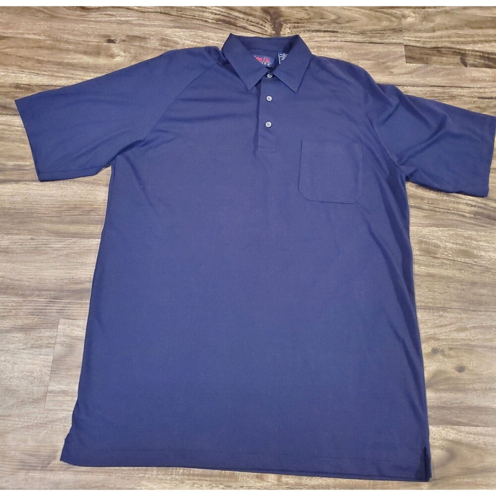 Cotton Mist Enro Men's LT Large Tall Navy Blue Polo Shirt Short Sleeve